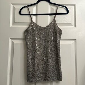 Sparkle sequin silver tank top- small